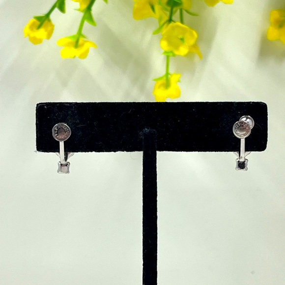 Jay Flex Sterling Silver Signed Vintage Rhinestone Screwback Earrings - Picture 6 of 10